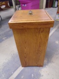 Solid Oak Kitchen Trash Can w/Lid