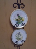 2 Pc. Edward Marshall Boehm Duck Plates in Iron Wall Holder