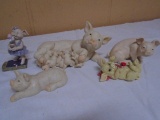 5pc Group of Pig Figurines