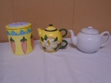 2 Tea Pots & Covered Jar