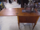 Vintage Domestic Sewing Machine in Cabinet