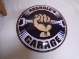 Round Metal Garage Button Sign