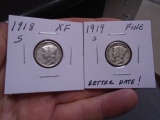 1918 S-Mint and 1919 S-Mint Mercury Dimes