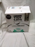 Purina Tidy Cats Light Weight Litter 17lb box weighed it at 18.4 lb