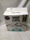 Purina Tidy Cats Light Weight Litter 17lb box weighed it at 13.6 lb