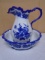 Porcelain Cobalt Pitcher & Bowl Set