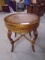 Round Wood & Wicker Side Table