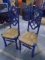 2 Matching Vintage Rush Bottom Painted Chairs