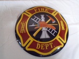 Round Metal Fire Dept Button Sign