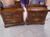 2 Matching Solid Wood 2 Drawer Night Stands