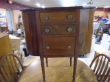 Antique 3 Drawer Sewing Cabinet w/ 2 Life Top Side Storage
