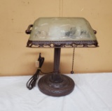 Heavy Metal Glass Shade Desk Lamp