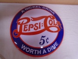 Round Pepsi-Cola Metal Button Sign