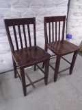 2 Matching Counter Height Wooden Stools