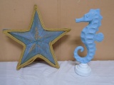 Wooden Seahorse & Metal Star Nautical Décor