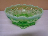 Antique Green Opalescent Carnival Glass Bowl