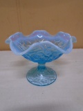 Fenton Blue Opalescent Water Lily Compote