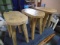 3 Pc. Set of Heavy Carved Wood Accent Tables/Stools