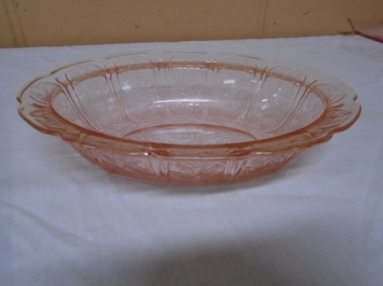 Jeannette Glass Floral Pink Pattern Oval Serving Bowl