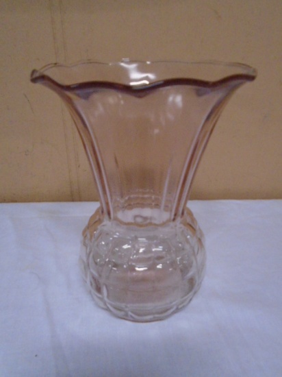 Anchor Hocking Royal Pink Depression Glass Pineapple Vase