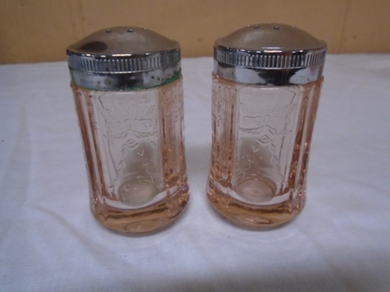 Set of Pink Depression Glass Salt and Pepper Shakers