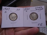 1929 S-Mint and 1930 S-Mint Mercury Dimes