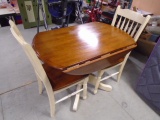 Solid Wood Drop Leaf Table w/2 Matching Chairs