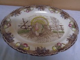 King Tom Hand Decorated Ironstone Turkey Platter
