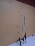 2 Zebco Rob & Reels & Zebco Dock Demon Ice Fishing Rod& Reel