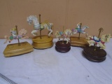 Group of 5 Porcelain Carousel Music Boxes