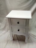 White Double Drawer Nightstand