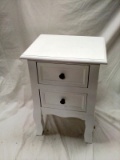 White Double Drawer Nightstand