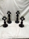 Four Candle Pillars with Glass Candle Holders