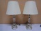 Vintage Matching Pair of Glass Bedroom Lamps