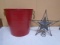 Red Metal Bucket & Country Metal Art Tree Topper