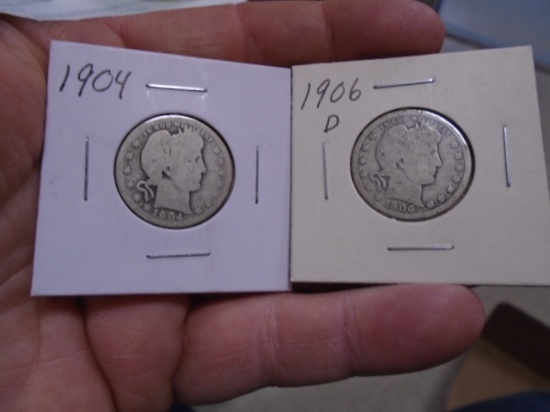1904 and 1906 D-Mint Barber Quarters