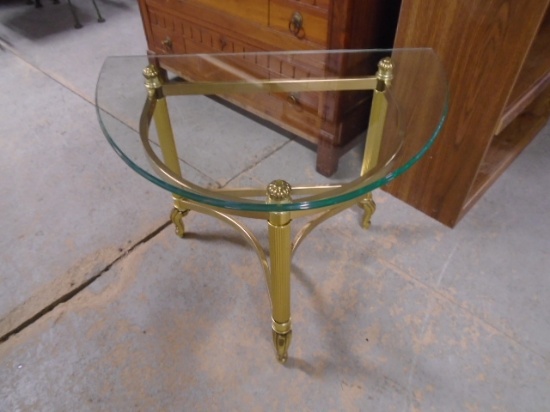 Beautiful Brass Glass Top Side Table