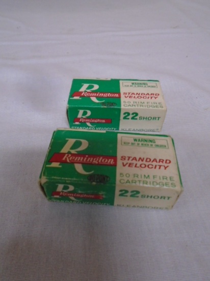 (2) 50 Round Boxes of Remington 22 Short Rimfire Cartridges