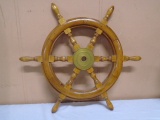Wooden Ships Wheel w/ Brass Center
