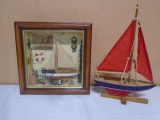 Sailboat Shadow Box & Wooden Sailboat