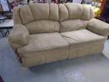 Tan Microfiber Dual Reclining Sofa