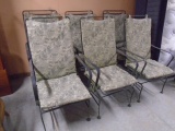 Set of 6 Matching Vintage Iron Outdoor Spring Rocking Chairs w/ Cushions