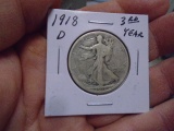 1918 D-Mint Walking Liberty Half Dollar