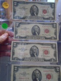 (4) 1953 Two Dollar red Seal Notes