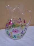 Beautiful Hand Painted Glass Pitcher