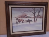 Beautiful Framed Amish Scene Canvas Print