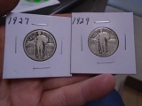 1927 and 1929 Standing Liberty Quarters