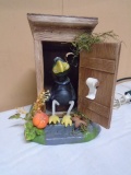 Lighted Porcelain Outhouse w/ Crow