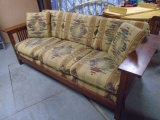 Bassett Solid Oak Sofa W/Cushons and Pillows