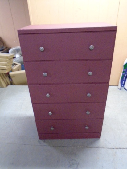 Chalk Painted Solid Wood 5 Drawer Chest of Drawers